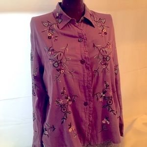 COPY - David Brooks Ladies Embroidered Blouse sz Lg
